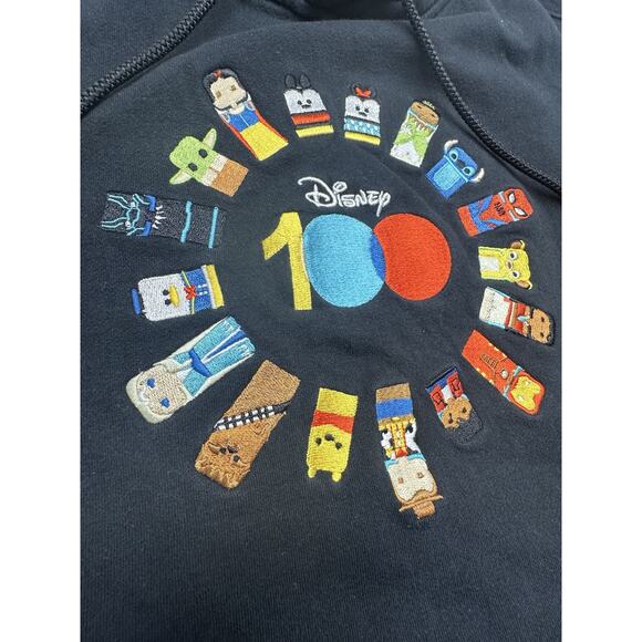 Disney 100 Womens XL Hoodie Unified Characters Pullover Sweatshirt Black - Picture 3 of 10